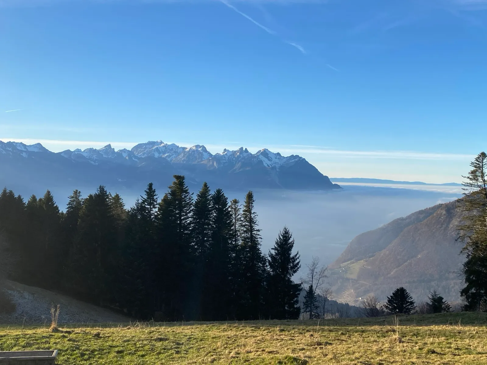 Des sommets suisses au-dessus d'une mer de brouillard matinal